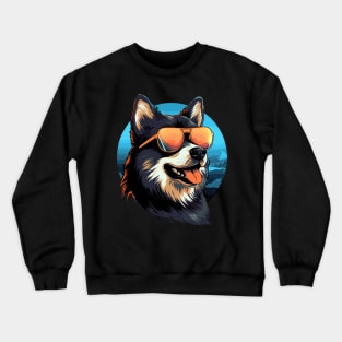 Retro Wave Akita Dog Shirt Crewneck Sweatshirt